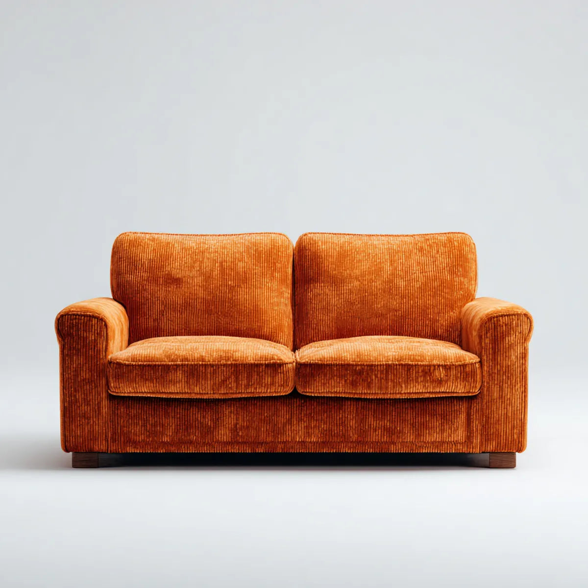 Canapé 2 places orange en velours côtelé polyester 160 x 85 x 82 cm