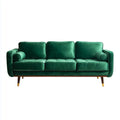 Canapé 3 places vert émeraude 220 x 90 x 85 cm en velours de polyester forme droite