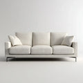 Canapé droit 3 places beige 220 x 90 x 85 cm en polyester avec pieds en acier forme rectangulaire