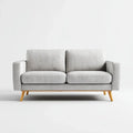 Canapé 2 places gris clair en polyester avec pieds en bois massif 140 x 80 x 85 cm