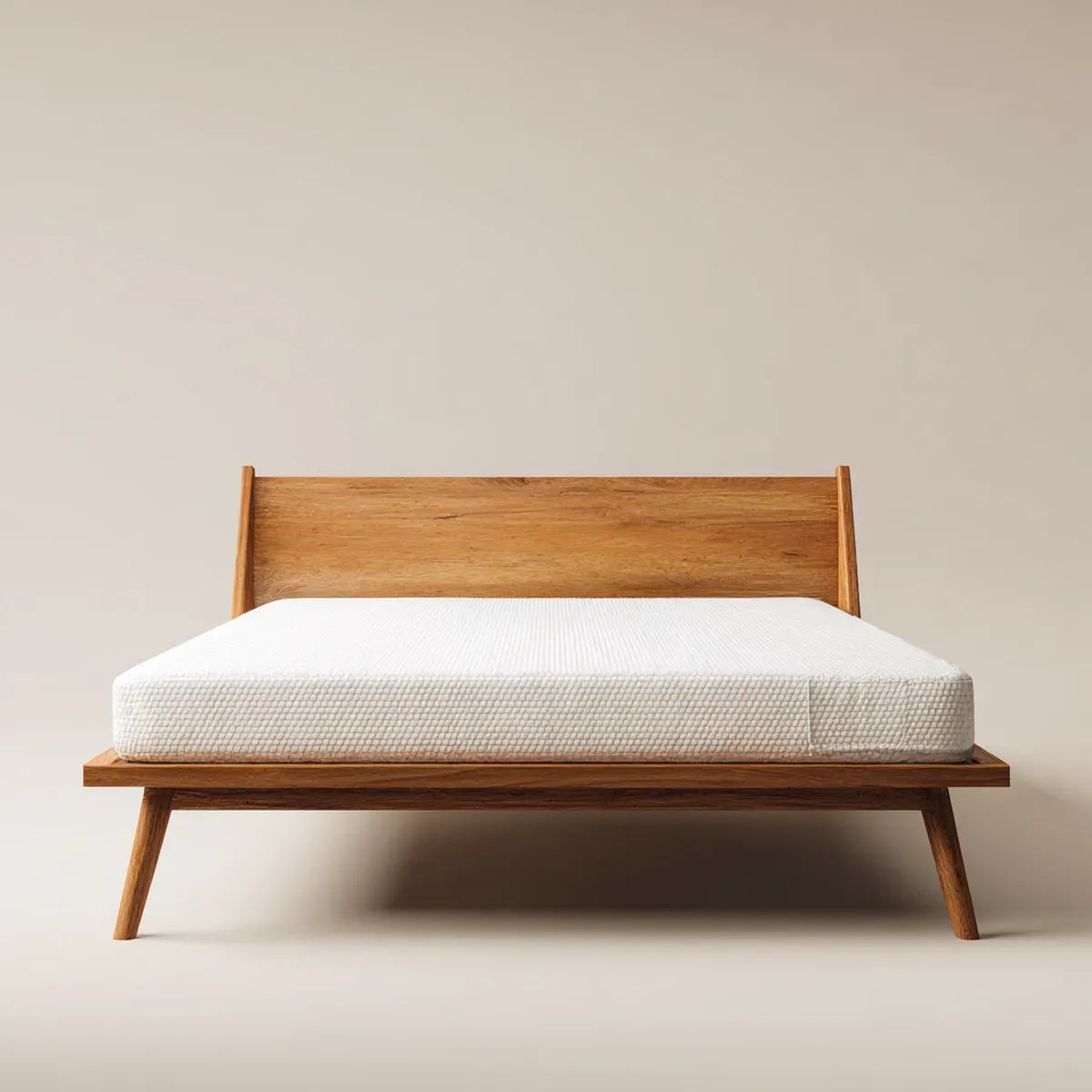 Lit double avec matelas chêne massif naturel blanc 160 x 200 cm rectangulaire