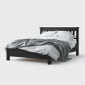 Lit double cadre de lit noir 140 x 190 cm en pin massif rectangulaire