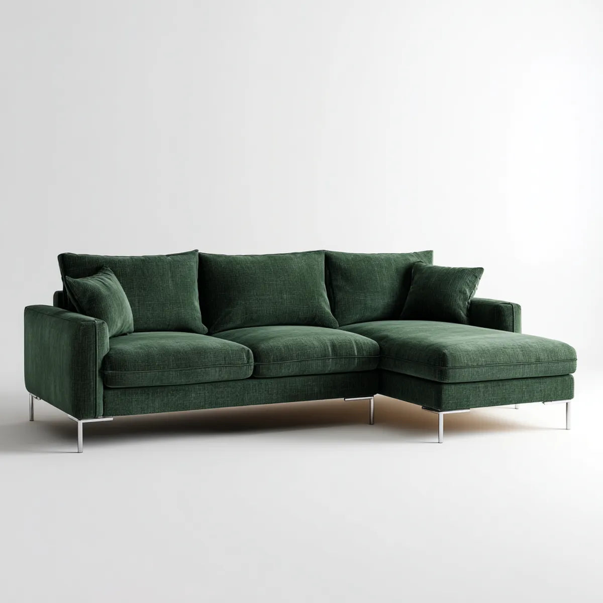 Canapé d'angle réversible 3 places vert foncé en polyester 245 x 160 x 85 cm