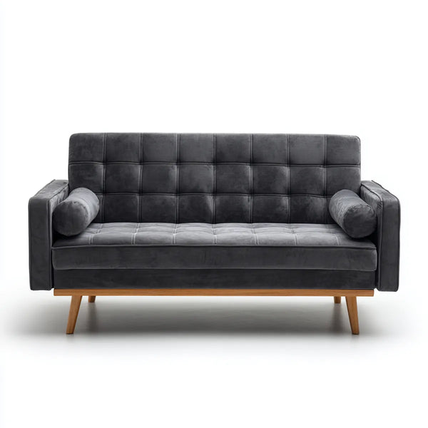 Canapé 3 places gris anthracite 180 x 82 x 84 cm en velours polyester rectangulaire
