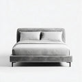 Lit double 160 x 200 cm gris en velours polyester rectangulaire