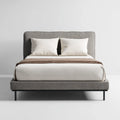 Lit double gris 160 x 200 cm en polyester et acier rectangulaire