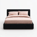 Lit double tapissé noir 160 x 200 cm en velours de polyester rectangulaire