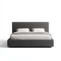 Lit double avec tête de lit rembourrée gris anthracite 160 x 200 cm revêtement en PU rectangulaire